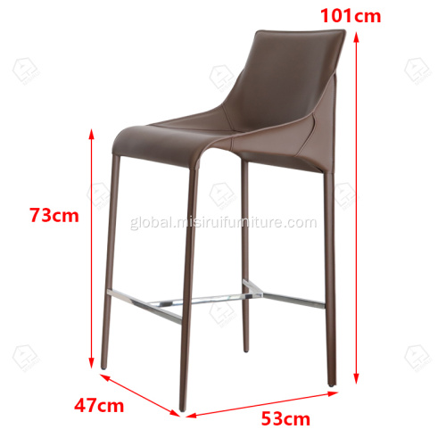 Bar Stool Stainless steel counter chair in saddle leather Factory